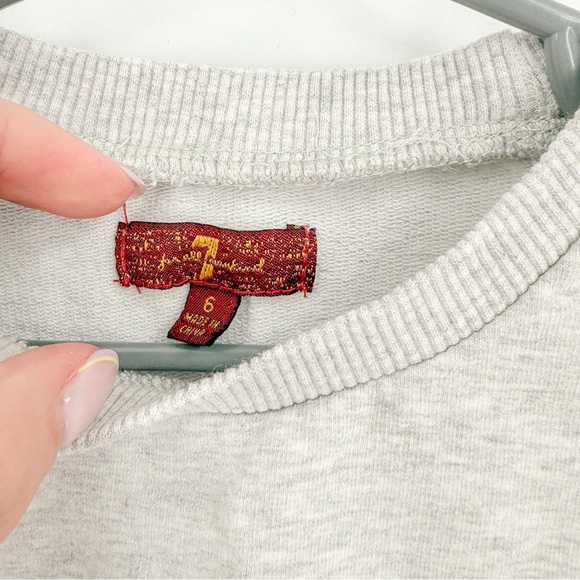 7 For All Mankind Gray Lace-Up Sweater - Picture 2 of 4